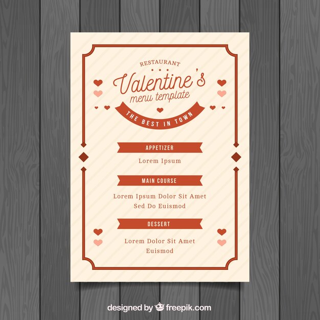 Menú vintage de san valentín