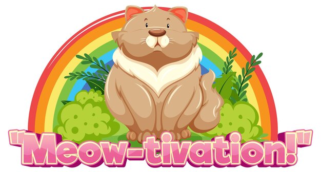Vector gratuito meowtivation un dibujo animado gracioso de un animal lindo