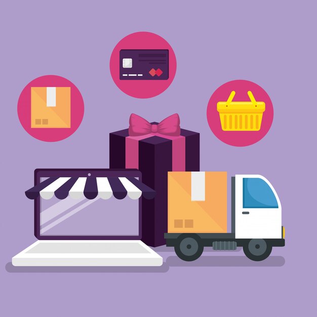 Mercado en línea con teléfono inteligente para comprar