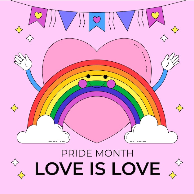Mes del orgullo dibujado a mano ilustración lgbt