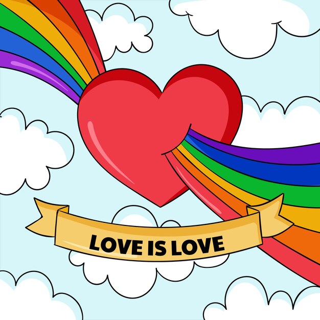 Mes del orgullo dibujado a mano ilustración lgbt