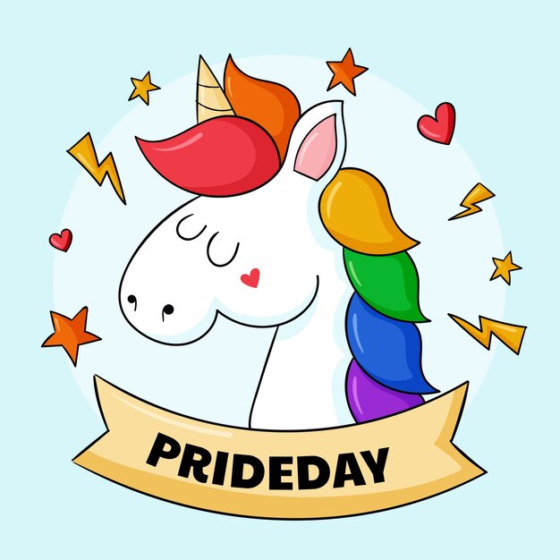 Mes del orgullo dibujado a mano ilustración lgbt
