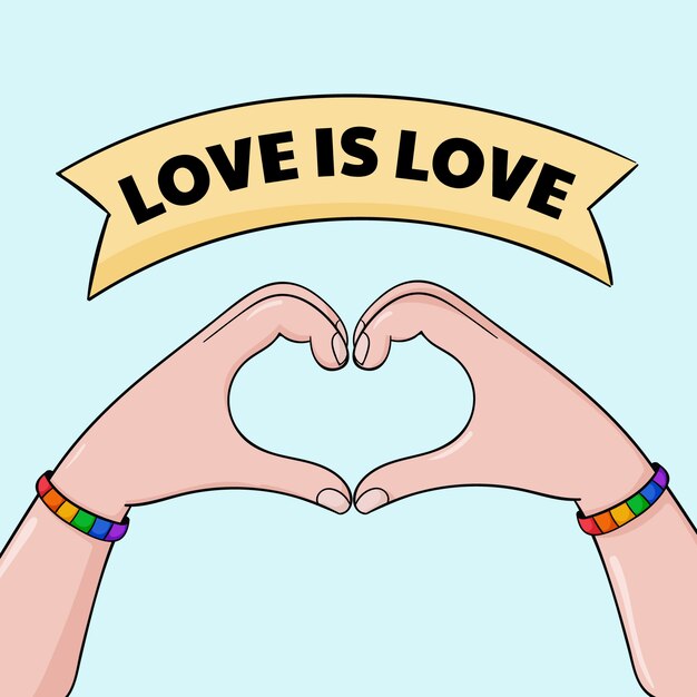 Mes del orgullo dibujado a mano ilustración lgbt