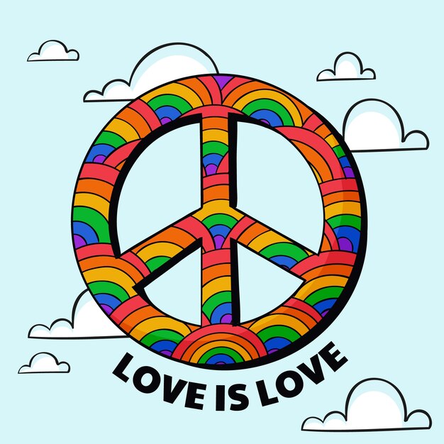 Mes del orgullo dibujado a mano ilustración lgbt