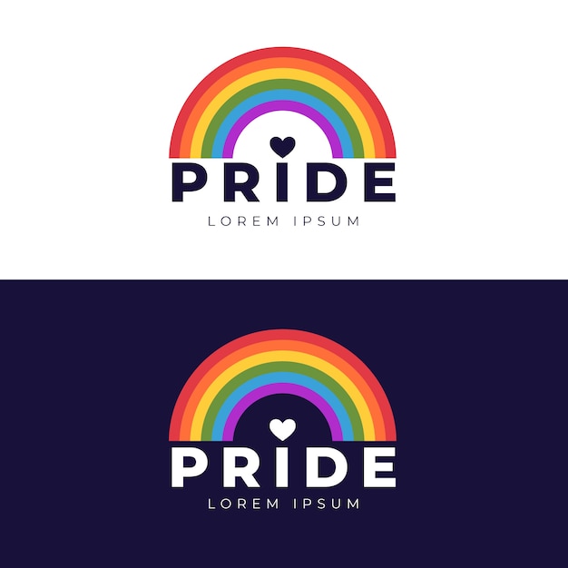 Mes del orgullo dibujado a mano logo lgbt plano