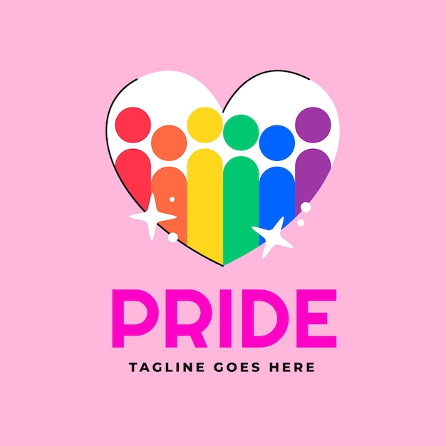 Mes del orgullo dibujado a mano logo lgbt plano