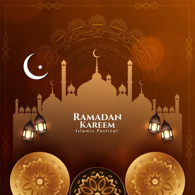 Mes sagrado islámico Ramadán Kareem festival religioso mezquita vector de fondo