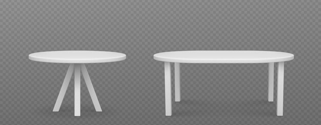 Mesa de cocina blanca con mesa redonda y ovalada