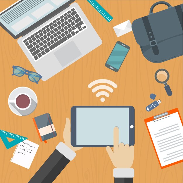 Mesa con concepto de wifi
