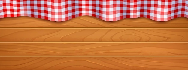 Mesa de picnic de madera con vista superior de mantel