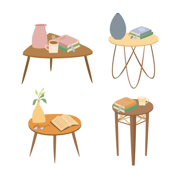 Vector gratuito mesas con juego de libros