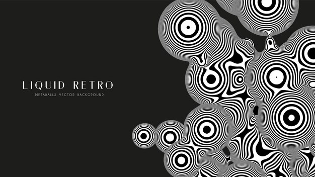 Metaball de cebra 3D retro líquido, con estructura orgánica. Fondo blanco y negro abstracto. Formas fluidas futuristas.