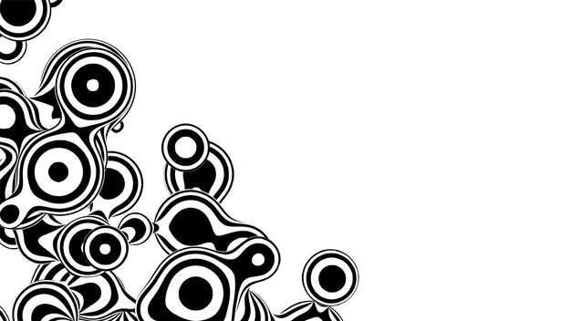 Metaball líquido 3D monocromo, con estructura orgánica. Fondo blanco y negro abstracto. Formas fluidas futuristas.