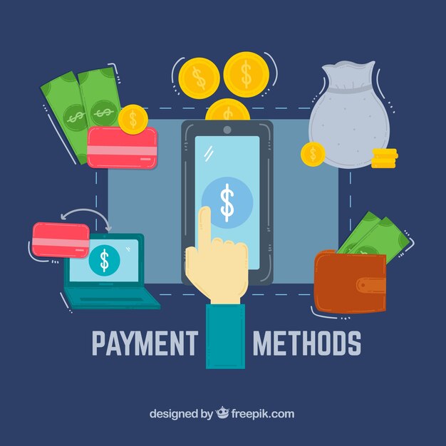 Métodos de pago modernos con diseño plano