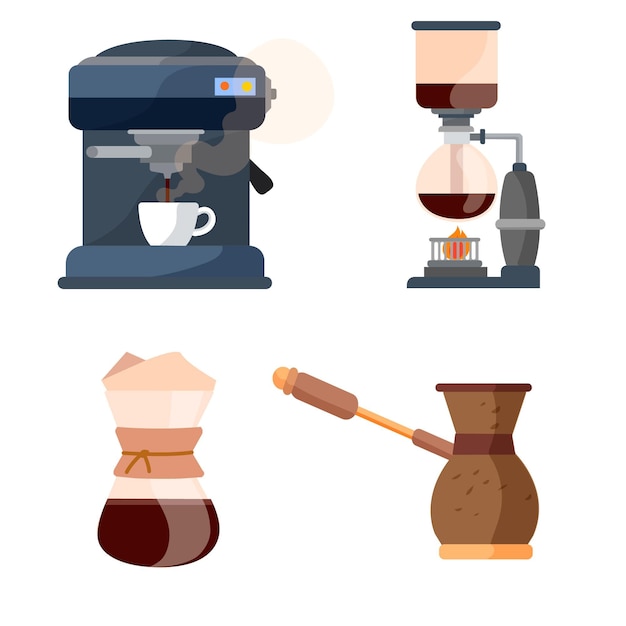 Vector gratuito métodos de preparación de café