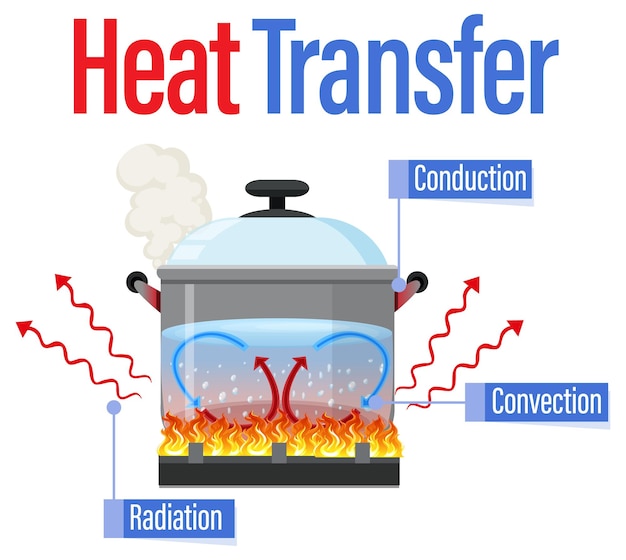 Vector gratuito métodos de transferencia de calor con agua hirviendo