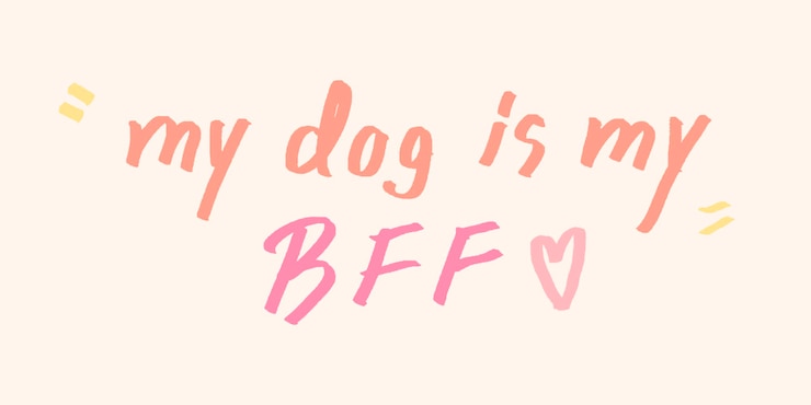 Vector gratuito mi perro es mi tipografía de garabato bff en un vector de fondo beige