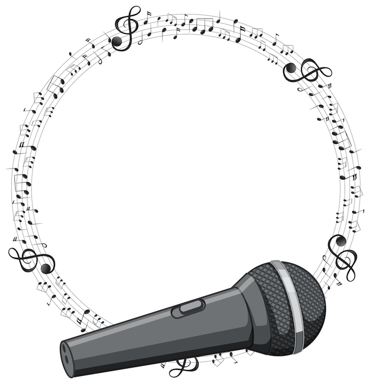 Vector gratuito micrófono musical con círculo de notas