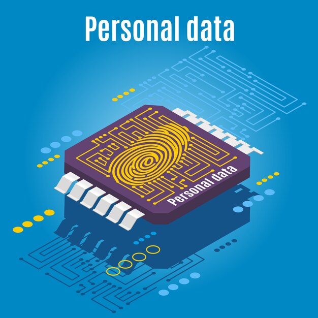 Microprocesador grabado con dactilograma de huella digital humana