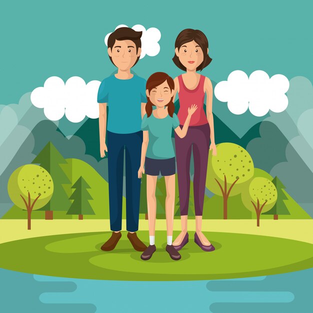 miembros de la familia fuera de la casa
