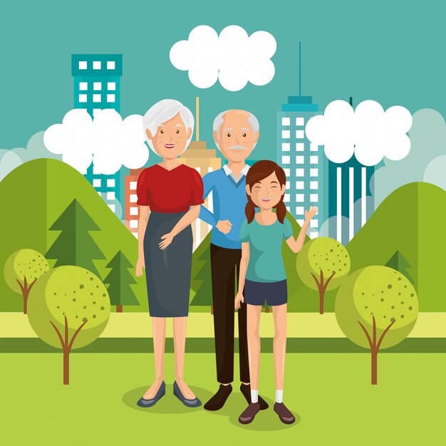 miembros de la familia fuera de la casa