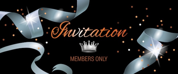 Los miembros de invitación solo letras sobre fondo negro