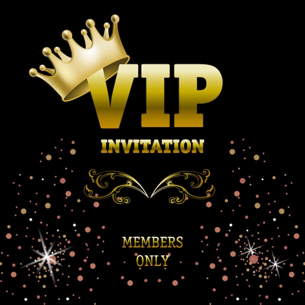Vector gratuito miembros solo banner de invitación vip con corona