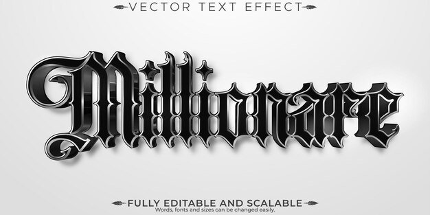 Miilionare efecto de texto editable estilo de texto metálico y brillante
