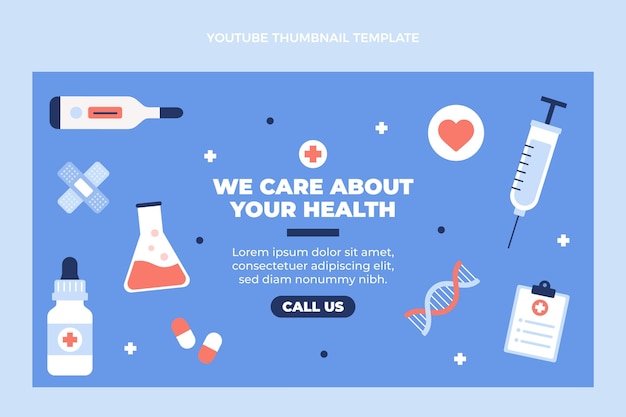 Vector gratuito miniatura médica de youtube de diseño médico plano