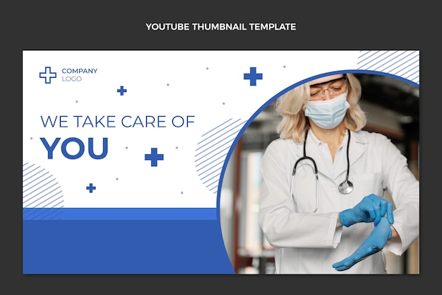 Vector gratuito miniatura médica de youtube de diseño plano