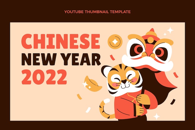 Vector gratuito miniatura plana de youtube del año nuevo chino