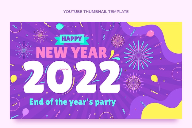 Vector gratuito miniatura plana de youtube de año nuevo