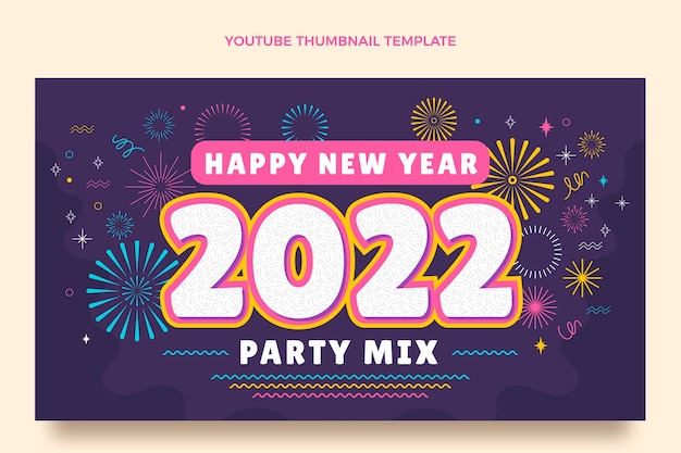 Miniatura plana de youtube de año nuevo