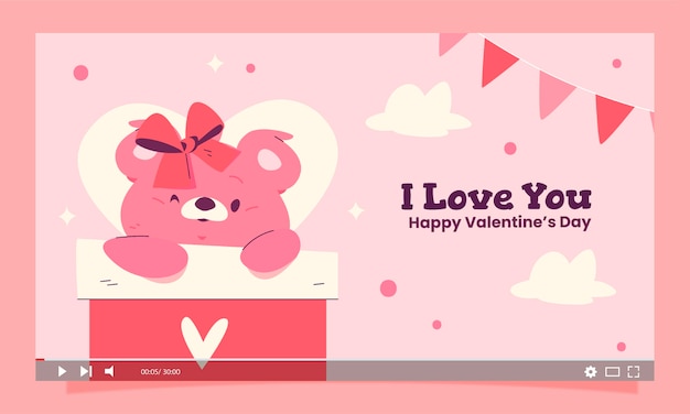 Miniatura plana de youtube para la celebración del día de San Valentín