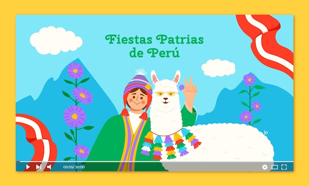 Miniatura plana de youtube para celebraciones de fiestas patrias peruanas