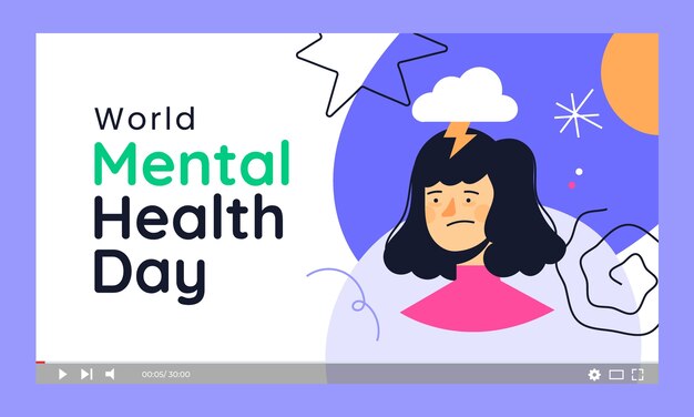 Miniatura plana de youtube para concientizar sobre el día mundial de la salud mental