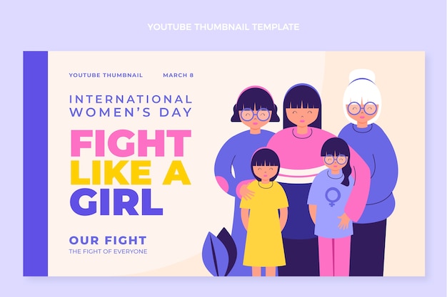 Miniatura plana de youtube del día internacional de la mujer