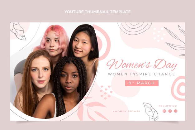 Miniatura plana de youtube del día internacional de la mujer