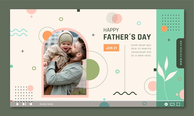 Vector gratuito miniatura plana de youtube del día del padre