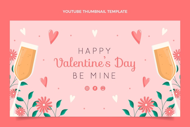 Miniatura plana de youtube del día de san valentín