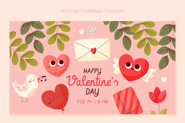 Miniatura plana de youtube del día de san valentín