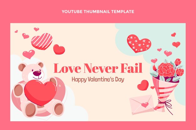 Miniatura plana de youtube del día de san valentín