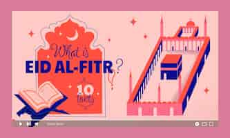 Vector gratuito miniatura plana de youtube de eid al-fitr