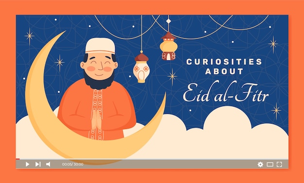 Vector gratuito miniatura plana de youtube de eid al-fitr