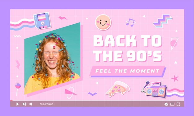 Miniatura plana de youtube de la fiesta de los 90
