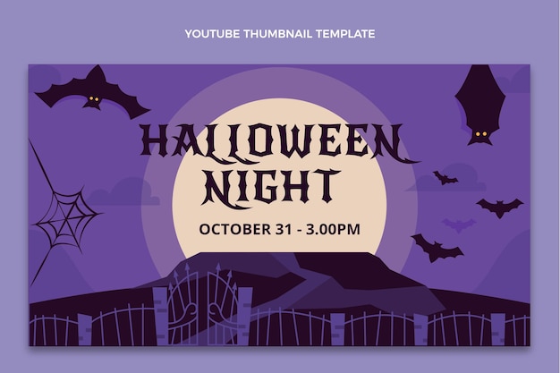 Vector gratuito miniatura plana de youtube de halloween