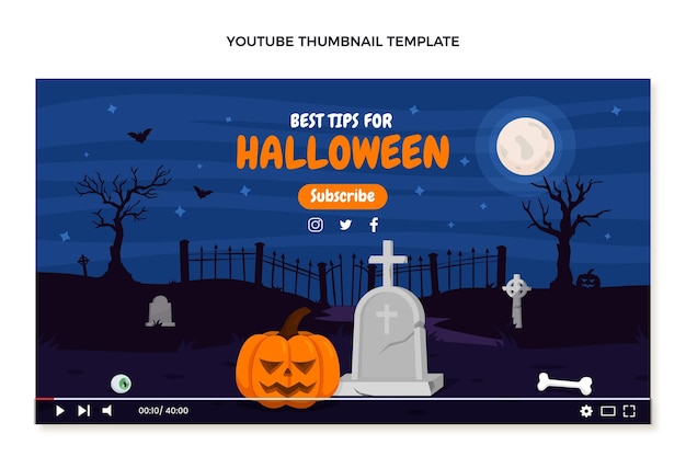 Vector gratuito miniatura plana de youtube de halloween