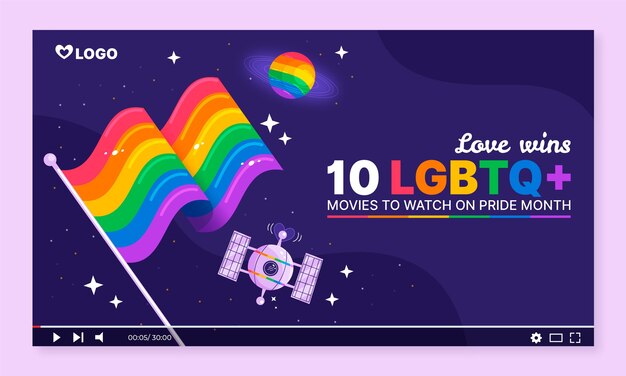 Miniatura plana de youtube del mes del orgullo
