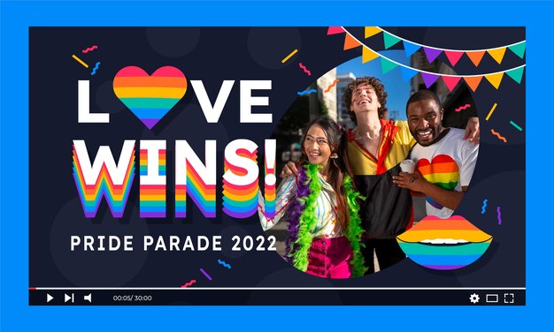 Miniatura plana de youtube del mes del orgullo