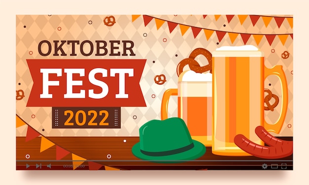 Vector gratuito miniatura plana de youtube de oktoberfest